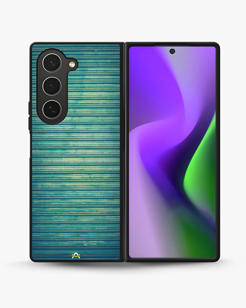 Creslia vintage teal stripes phone case - vintage teal stripes phone case samsung galaxy z fold 6