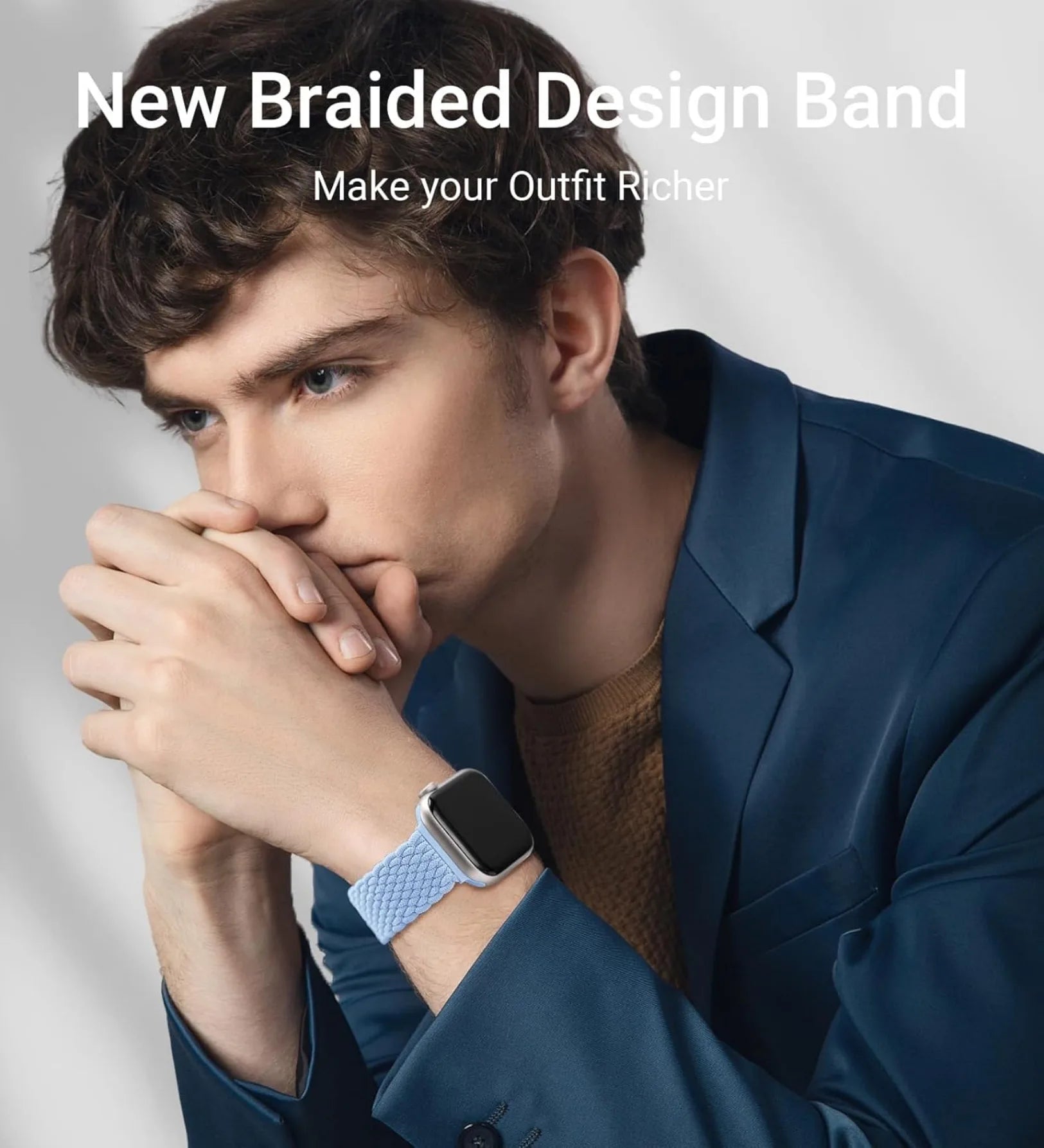Magnetic Buckle Braided Loop Band for Apple Watch - Blue Nylon Strap