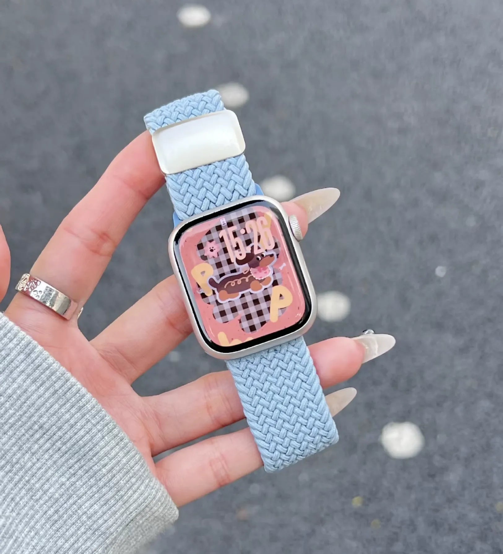 Magnetic Buckle Braided Loop Band for Apple Watch - Blue Nylon Strap