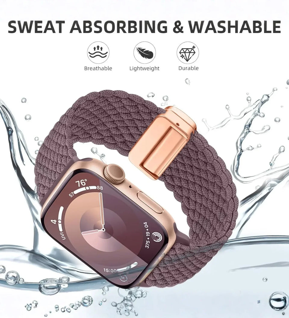 Magnetic Buckle Braided Loop Band for Apple Watch - Red Nylon Strap - Creslia