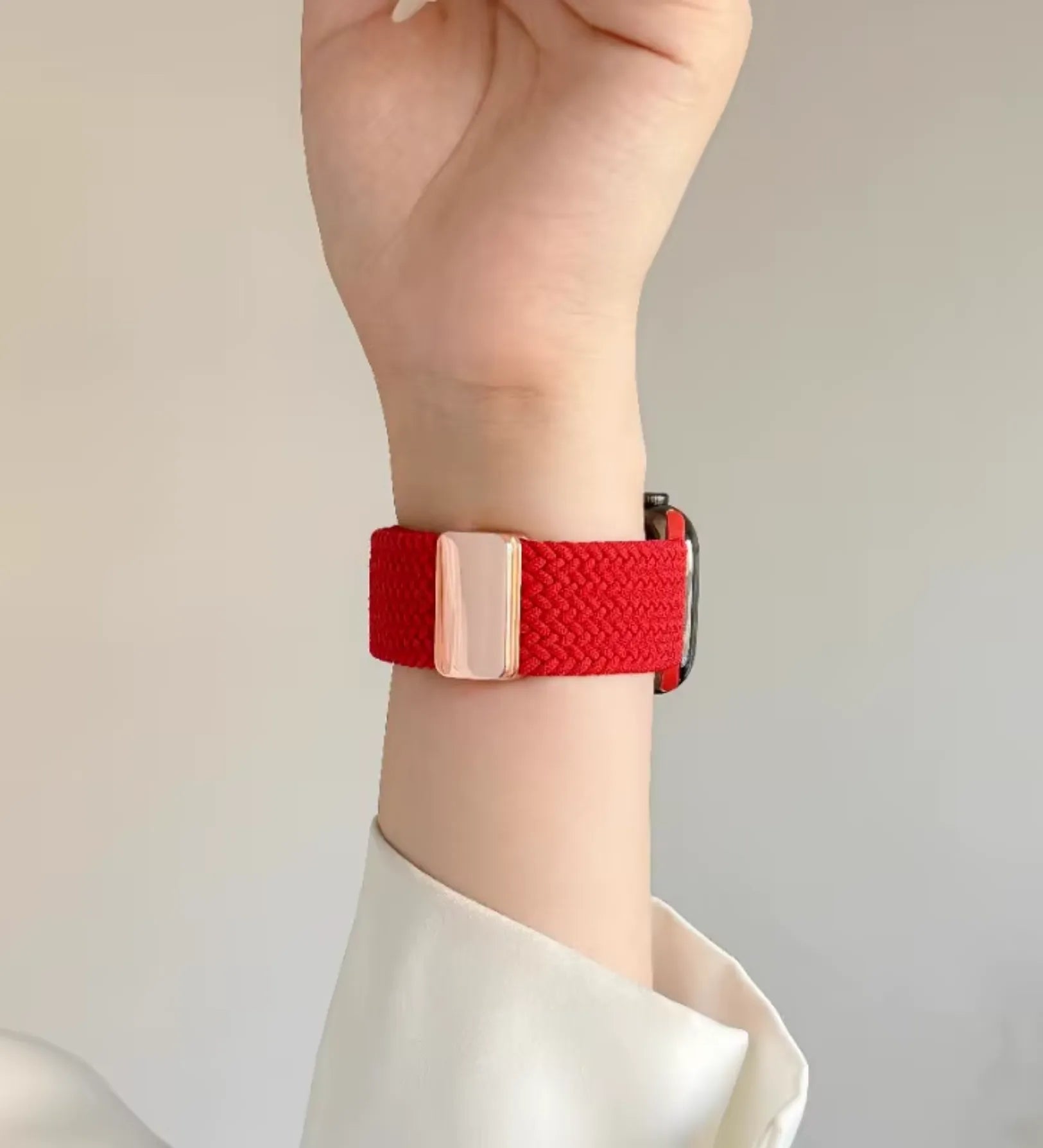Magnetic Buckle Braided Loop Band for Apple Watch - Red Nylon Strap